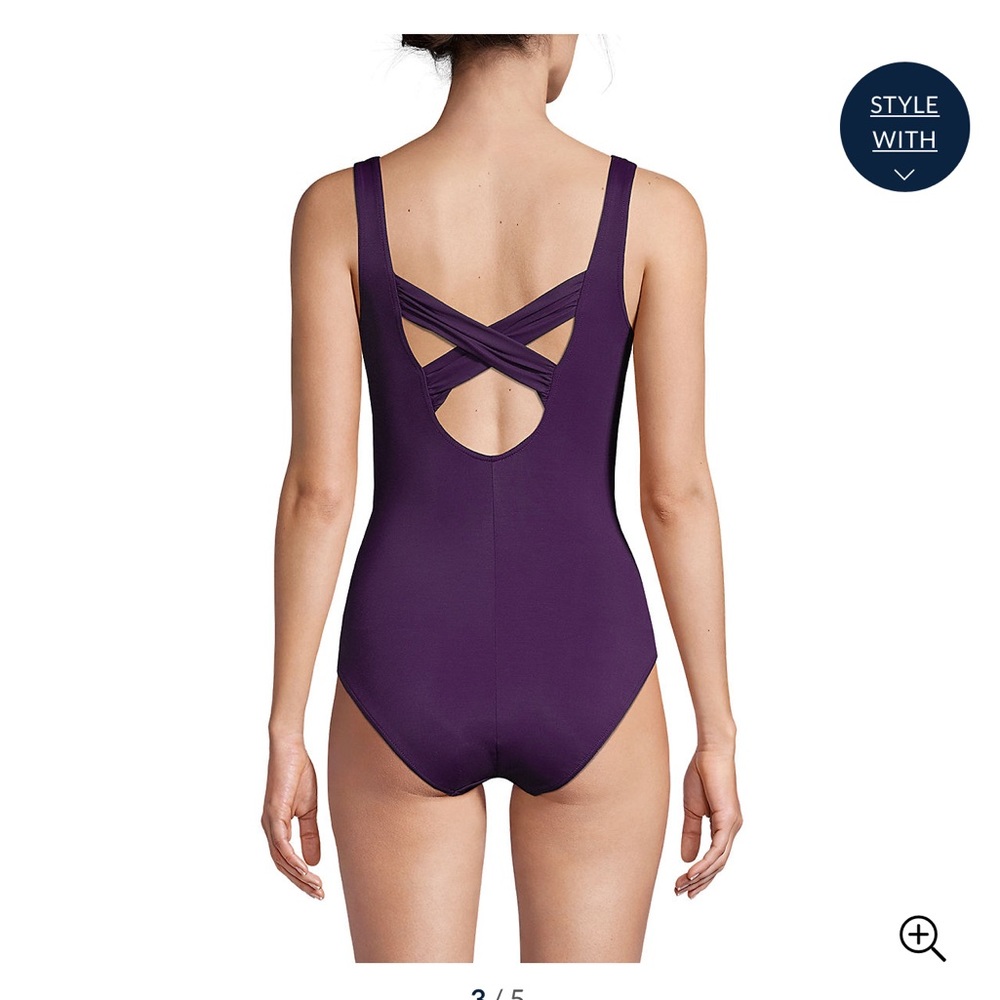 Lands end SlenderSuit Carmela swimsuit BLACKBERRY - Picture 5 of 8